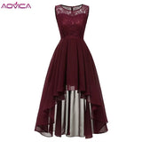 Asymmetrical Dress Women 2019 Elegant Chiffon Burgundy Lace Long Party Dress Female Slim Wedding Bridesmaids Maxi