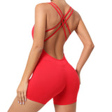 Woherb Honey Peach Hip Without Embarrassment Line Yoga Fitness Jumpsuit Show Back Up Hip Sports Jumpsuit Dancing Woman-Outfit