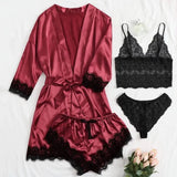 New Ladies Pajamas Four-Piece Sexy Sling Skirt Set Home Lace Pajamas