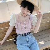 Blouses Women Sweet Preppy Style Kawaii Girls Students Japanese Elegant Y2k Clothes Summer Fashion Casual Chic Crop Tops-Outfit