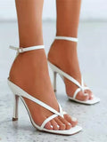 Summer Women Classics High Heels Sandals Women Strap White Sandals Ladies Fashion Slip on Sandals Thin Heels Sexy Sandals