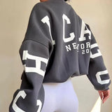 Women's Casual Fashion Letter Print Thicken And Loose Round-Neck Long-Sleeved