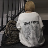 Oversized Sweatshirts Women Gothic Printed Black Couple Hoodies Hip Hop Cool O-neck Autumn Men's Pullovers