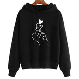 Oversize Hoodies Autumn Kpop Style Love Printed Sweatshirt Streetwear Drawstring Female Hoodie Pullover Top Plus Size