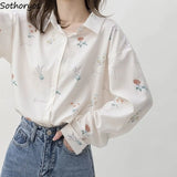 Women Shirts Long Sleeve Chiffon Printed Summer Sun-proof Womens Blouses Loose Casual Korean Style OL Elegant Outwear