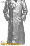 Leather High Waist Fashion Casual Men Long Sleeve Trench Coat Solid Color Medival Coat-Outfit