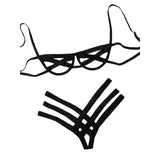 Bonded Lingerie Splicing Sexy Steel Tobikini Split Hollow Three
