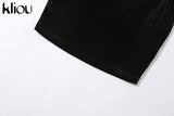 Kliou Knitting Cotton Mini Dress Women Solid Sexy Hipster One Shoulder Bodycon Sheath Shaped Waist Clubwear Female Skirts