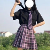 Japanese JK Uniform Women Summer Shirt Embroidery Casual Short Sleeved Loose Sweet kawaii Ulzzang Tops Preppy Blouses-Outfit
