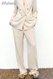 2023 Women Summer Pant Suits 2 pieces sets Casual Striped Blazers Coats and Trousers Female Elegant OL Suit Clothing-Outfit