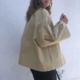Loose Patchwork Pocket Jacket For Women Lapel Long Sleeve Casual Solid Jackets Female Spring Fashion New