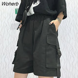 Length Cargo Shorts Women BF Couple Wide Leg Cool Ins Empire Tooling Vintage Pockets Streetwear S-4XL All Match Loose Chic-Outfit