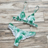 Sexy Swimsuit Female Bikini 2019 New Arrival Beach Leaf Print Patchwork Low Waist Swimwear Women Brazilian