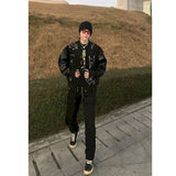 Baseball Jersey Clothes Men Leather Jacket Motorcycle Windbreaker Autumn Winter Hip-hop Embroidery Loose Casual Women Top
