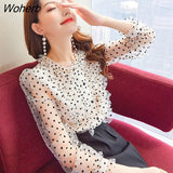 Mujer De Moda Spring New Ruffled Lace Chiffon Blouse Women Slim Long Sleeve Chic Bottoming Shirt Tops 4XL-Outfit