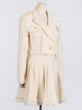 Woherb Temperament Socialite Wind Two Sets Of 2024 Spring / Summer New Fashion Short Jacket Tassel Edge Skirt Suit Female-Outfit