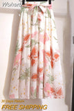 Spring Summer Women Midi Skirt Chiffon Floral Printed Skirt High Waist Casual Bohemian Beach Fashion Casual Skirts QT118-Outfit