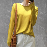 Women Sweaters White Long Sleeve O-neck Basic Pullovers Spring Autumn Solid Korean Sweater Bottoming Shirts V-neck