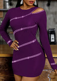 Romantic O-Neck Long Sleeve Beading Mini Club