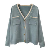 Woherb Wind Sweater Coat Cardigan Female 2024 New Style Retro Outside Build Loose Long Sleeve Autumn And Winter Outside Wear Knit Sweater-Outfit