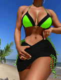 Woherb New 2024 Three-Piece Patchwork Bikini Women's