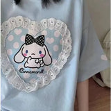 Harajuku T Shirt Sky Blue Japan Print Loose Short Sleeve T Shirt Anime Tops Women Fashion Clothing T Shirt for