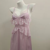 Lace Lace Hollow Pajamas Girls Spring And Autumn Long Pure Desire High-End Simulation Ribbon Braid Skirt