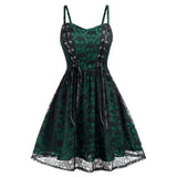 Gothic Black Dress Plus Size Halloween Lace Mesh Patchwork Sleeveless Camisole Party Dress Casual Women Elegant