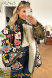 Women Chic Vintage Flower Printed Cotton Coat Casual O-neck Long Sleeve Single Breasted Jacket 2023 Autumn Lady Warm Cardigan-Outfit