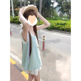 / Single-Piece Lace Mesh Spliced Bow French Top + Tight Waist White Short Skirt Set