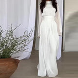 Woherb 2023 New Round Collar French Light Luxury Advanced Silk Light Dress-Outfit