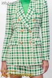 2023 Summer Women Casual Plaid Blazers Coats Veins Slim Double Breasted Female Elegant Street OL Blazer Outerwear-Outfit