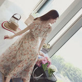 Summer Chiffon Women Dress Ruffles Floral Female