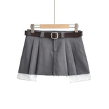 New Spicy Girls Work Dress Short Skirt Fashion College Hairy Edge Pleated Skirt Sexy A-Shaped Skirt-Outfit