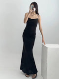 Fashion Women's Dress In Summer French Style Pure Wind Suspender Pleated Micro-Elastic Body-Fitting Hip Dress Fishtail Dress-Outfit