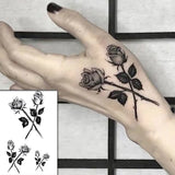 Beautiful Rose Flowers Body Art Neck Abdomen Waterproof Fake Tattoo Sexy for Woman Men Flash Temporary Small Size Tattoo