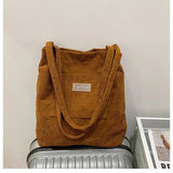 Bags for Women 2022 Corduroy Snap Button Shoulder Bag Large Capacity Reusable Shopping Bag Literary Buckle Tote Female