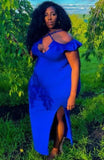 Plus Size Strap Slit Long Evening