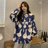 2022 Streetwear Harajuku Blouse Couple Shirt Women Men Clothing Blouses Bf Long Shirts Spring Autumn Turn-down Collar Casual