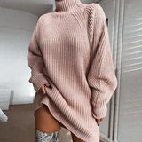 2021 Women's Sweater Autumn Winter Warm Turtlenecks Solid Casual Loose Oversized Lady Sweaters Knitted Pullover Top Pull
