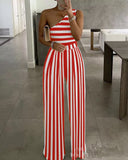 Europe and America Concise Sexy Elegant One-shoulder Pure Color Asymmetric Comfortable Jumpsuit Elegant Woman Jumpsuit
