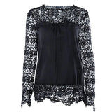 2020 Sping Winter Solid Sexy Lace Patchwork Women's T Shirt Fashion Casual O Neck Long Sleeve Ladies LooseT Shirts