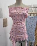 Shooting Holiday Wind Shoulder Folding Net Grums Flower Top Design Feeling Drift With Unique T-Shirt
