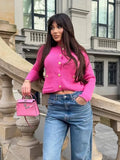 2025 New Women's Button Knitted Jacket Little Scented Women's Sweater