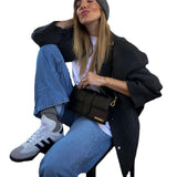 New Women's Casual Color Collar Single Buckle Large Pocket Loose Comfortable Long-Sleeved