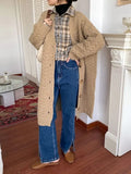 Woman Winter 2022 Green Knit Cardigan Vintage Loose Leisure Long Fashion Thick Dress Sweaters Coats Oversized Cardigan-Outfit