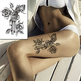 Temporary Tattoo Stickers Sexy Rose Heart-shaped Wreath Fake Tatto Waterproof Tatoo Back Leg Arm Belly Big Size for Women
