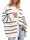 Joker Knit 2023 Women's Button V-Neck Pure Color Sweater Women-Outfit
