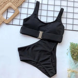 Sexy High Waist Bikini Swimsuit Women Swimwear Bandeau Push Up Bikini Set Buckle Bathing Suit Beach Swimming Suit