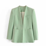 New Multi-Color Solid-Color Slimming Simple Leisure Suit Jacket 2274773-Outfit